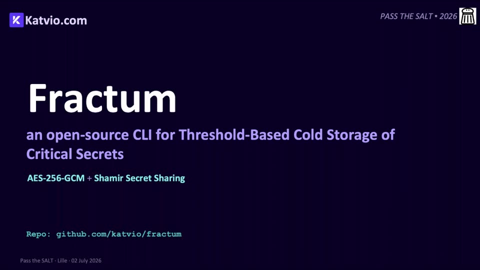 Title slide of the Fractum talk at Pass the SALT 2026